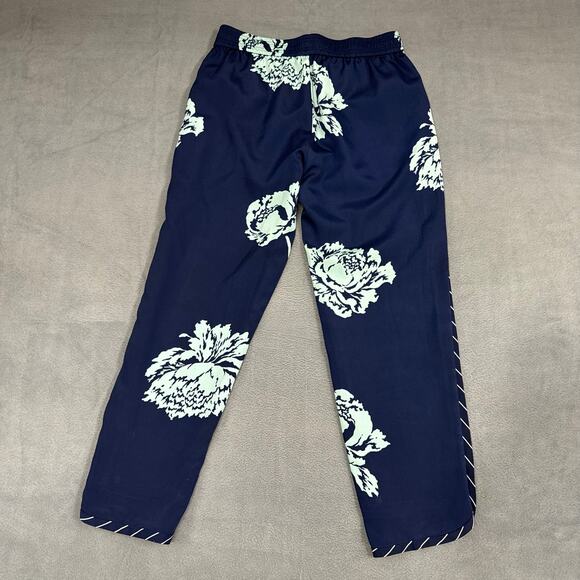 J. Crew Womens  Reese Pants Pull On Elastic Waist Lined Navy Floral Peony Size 2 - Picture 5 of 9